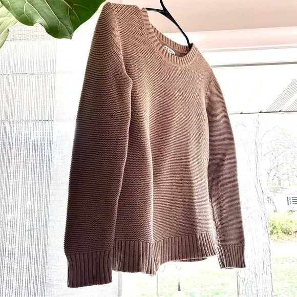 J.Crew Cozy Neutral Fisherman Crew Neck Sweater. Cotton / Wool, Brown, size S. - Picture 2 of 5